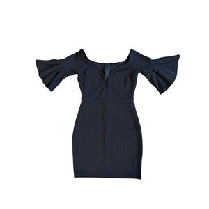 Valiant Paris Womens Black Off Shoulder Bell Sleeve V-Wire Bodycon Mini Dress M